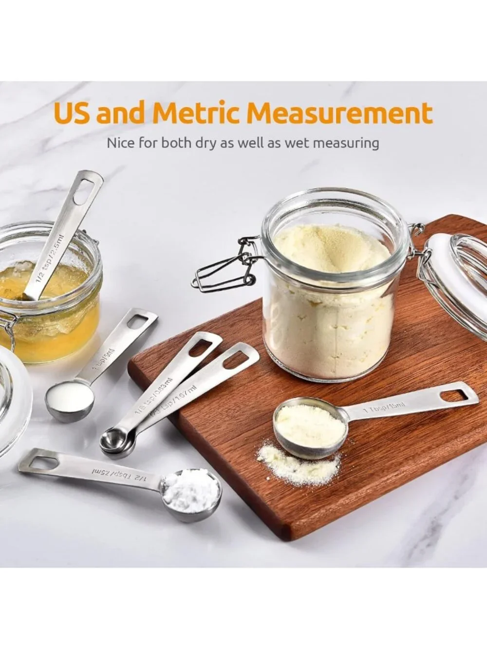 7-Piece Stainless Steel Measuring Spoons Set for Dry & Liquid Ingredients